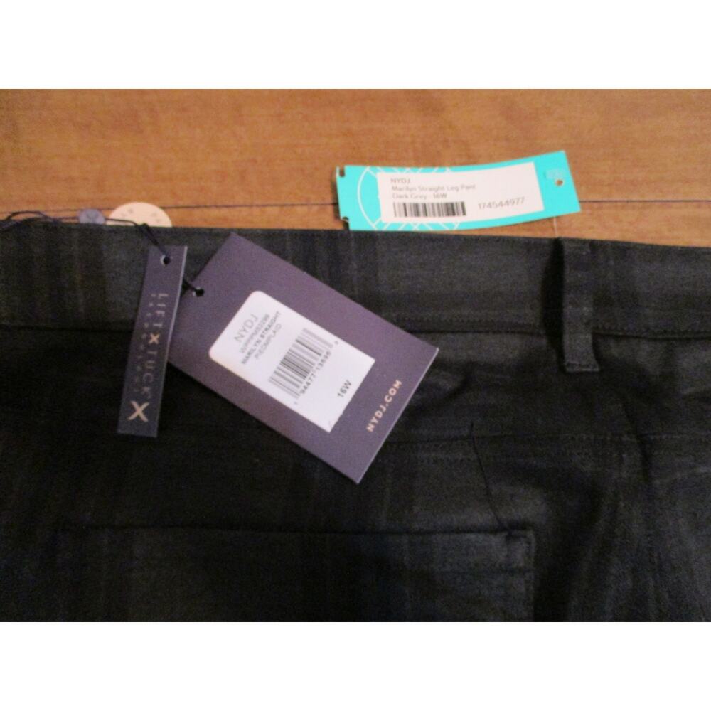 NYDJ MARILYN STRAIT LEG DARK GREY PLAID PANT 16W - Picture 5 of 5